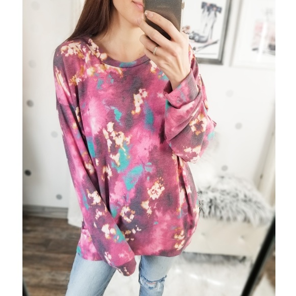 catlg Tops - Last1️⃣ Bright Fall Tie Dye Slouchy Top Oversized Lightweight Women’s Tops